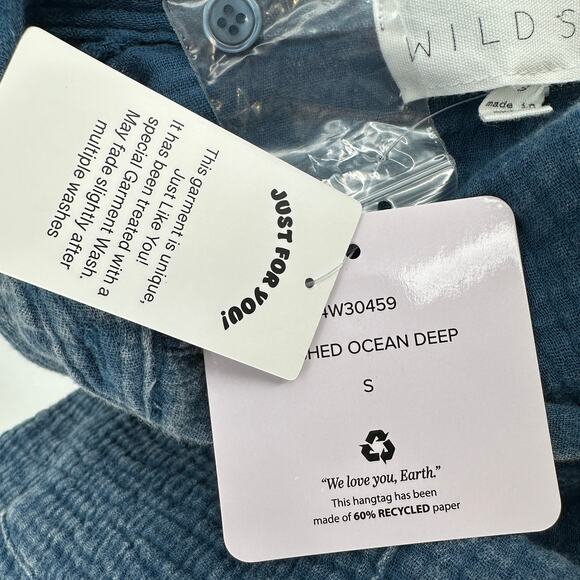 Wild Skye Raw Earth Button Up Shirt Top WMNS S Blue 4W30459 Long Sleeve Cotton - Picture 10 of 10